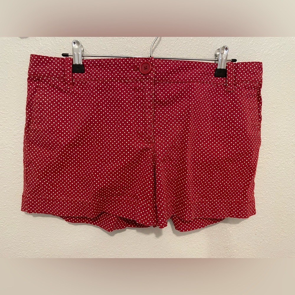 LOFT Red Polka Dot High Waist Shorts
